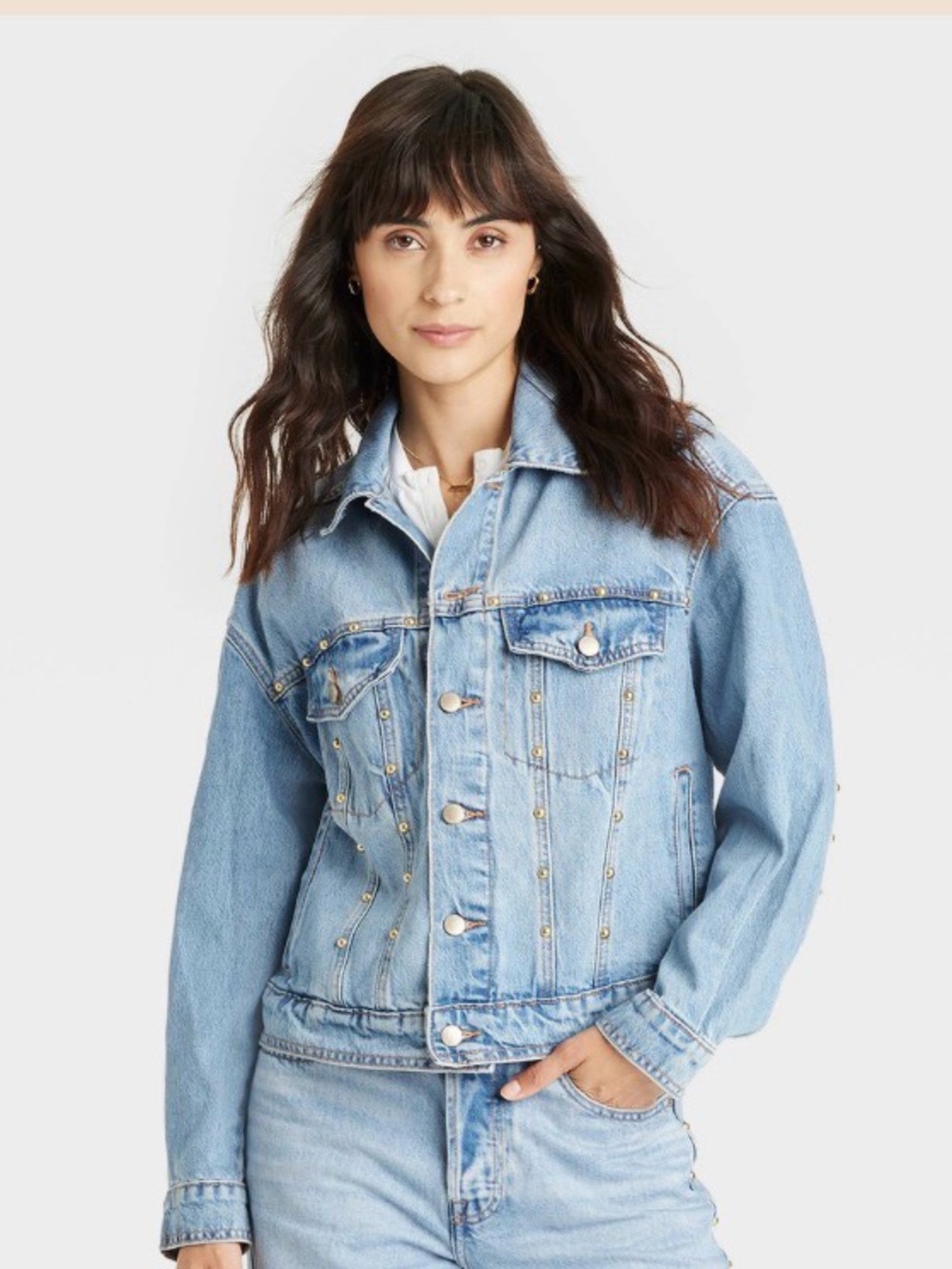 Studded Denim Trucker Jacket - Universal Thread™ Blue M: Heavyweight